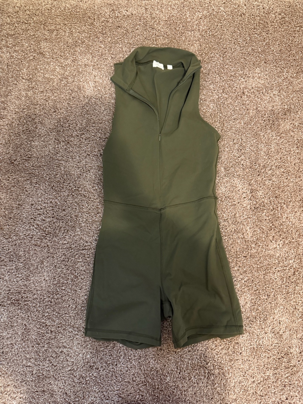 Aritzia Olive Green Sleeveless Zip Romper